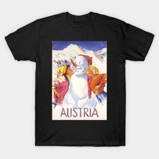 Austria, Kissing Mr. Snowman, Postcard T-Shirt